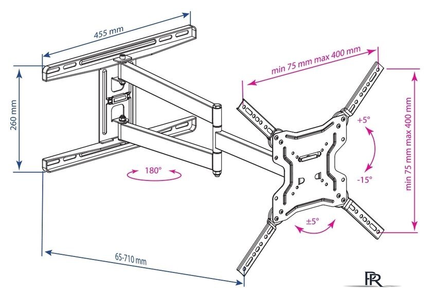Кронштейн для телевизора Kromax DIX-19 (черный) - Изображение №5 — Интернет-магазин ПроЗаказ