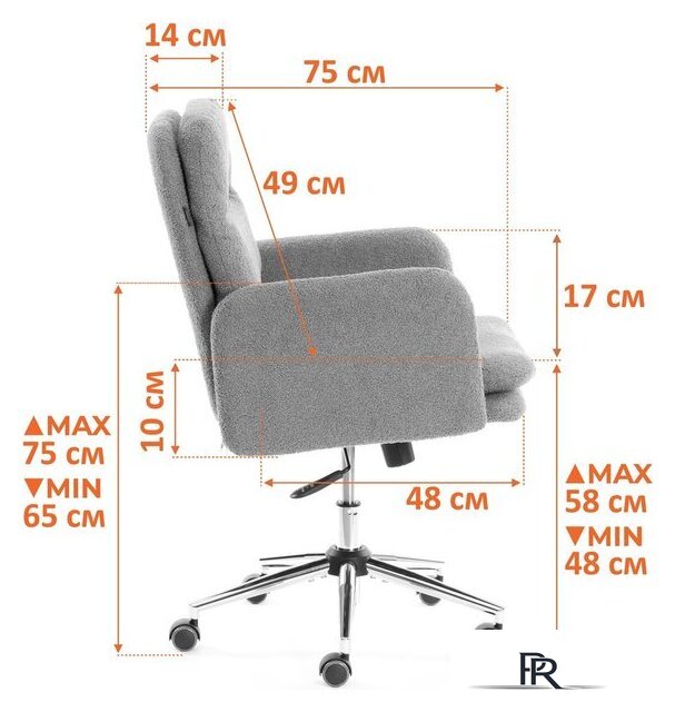 Офисное кресло TetChair Dover (хром/букле/коричневый) - Изображение №13 — Интернет-магазин ПроЗаказ