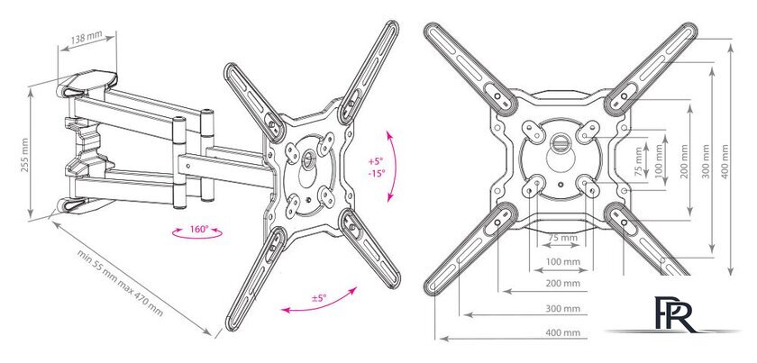 Кронштейн для телевизора Kromax OPTIMA-407 (серый) - Изображение №2 — Интернет-магазин ПроЗаказ