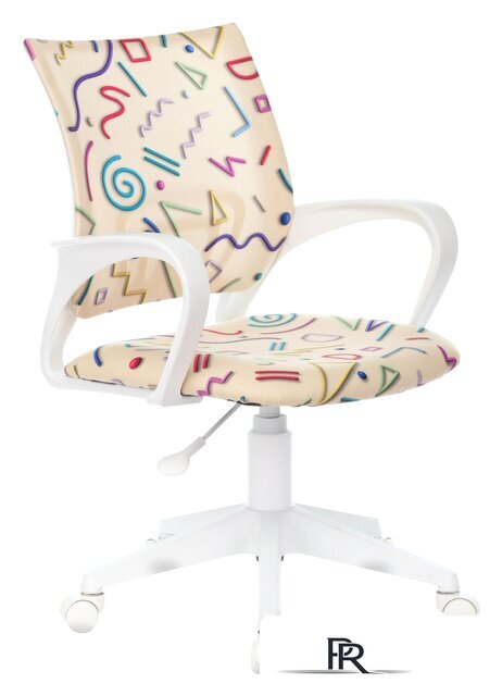 Компьютерное кресло Бюрократ Burokids 1W 1920820 (песочный Sticks 02/пластик белый) - Изображение №1 — Интернет-магазин ПроЗаказ