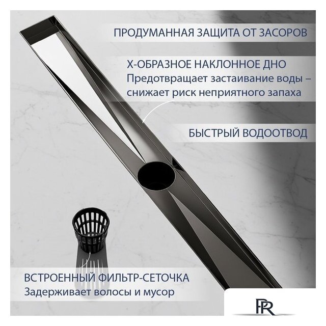 Трап/канал Lauter 2120685-QGGM 800x70 (оружейная сталь) - Изображение №3 — Интернет-магазин ПроЗаказ