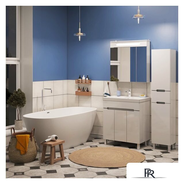  Runo Шкаф-пенал для ванной Парма 35 правый с корзиной (напольный/подвесной) - Изображение №8 — Интернет-магазин ПроЗаказ