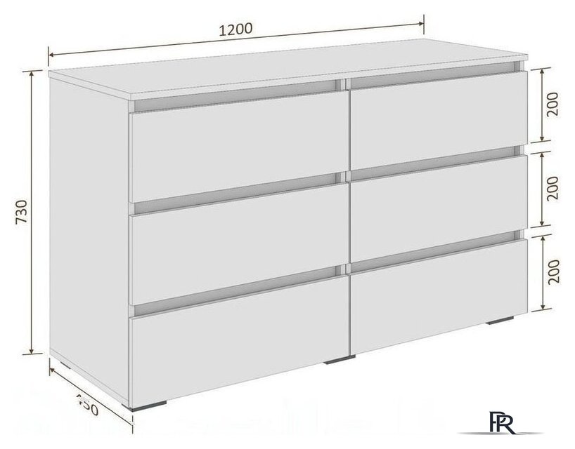 Комод Кортекс-мебель Бари 120 6ш (белый/белый/белый) - Изображение №4 — Интернет-магазин ПроЗаказ