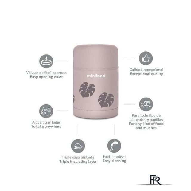 Термос для еды Miniland Terra 89446 600 мл (розовый) - Изображение №2 — Интернет-магазин ПроЗаказ