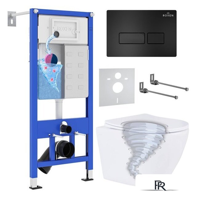 Унитаз подвесной Roxen Antares Tornado в комплекте с инсталляцией StounFix Dual Fresh 6 в 1 968313 (кнопка: черный матовый) - Изображение №1 — Интернет-магазин ПроЗаказ