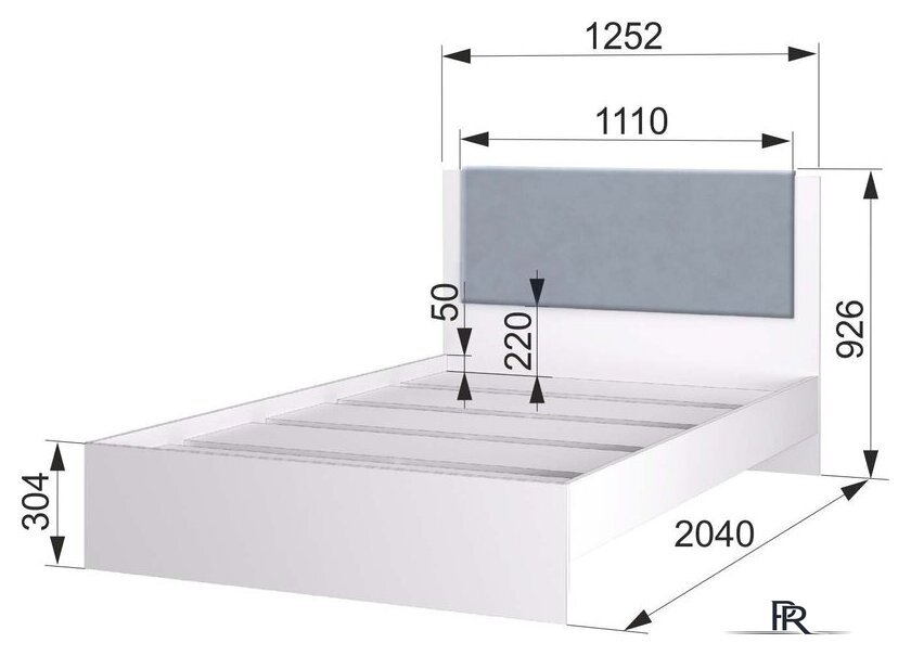 Кровать Аквилон Акцент №1200М (белое сияние/веллюкс 49) - Изображение №5 — Интернет-магазин ПроЗаказ