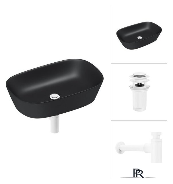 Умывальник Lauter 21393-60-A + клапан 21190W + сифон 21635W (белый матовый) - Изображение №1 — Интернет-магазин ПроЗаказ