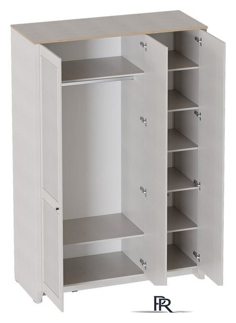 Шкаф распашной Мебельград Валенсия 3-х дверный 150x57.6x221 (персидский жемчуг /дуб натуральный светлый) - Изображение №2 — Интернет-магазин ПроЗаказ