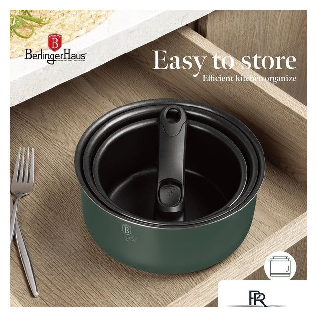 Набор кастрюль Berlinger Haus Matte Green Collection BH-8423 - Изображение №4 — Интернет-магазин ПроЗаказ
