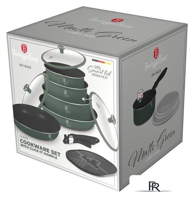 Набор кастрюль Berlinger Haus Matte Green Collection BH-8423 - Изображение №8 — Интернет-магазин ПроЗаказ