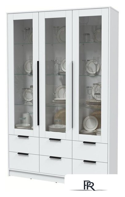 Шкаф-витрина Интерлиния Концепт КТ-ШВ3 (белый платинум/белый платинум) - Изображение №3 — Интернет-магазин ПроЗаказ