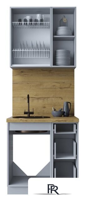 Готовая кухня Интерлиния Мила Шато 0.8А (мята/мята/дуб бунратти) - Изображение №4 — Интернет-магазин ПроЗаказ