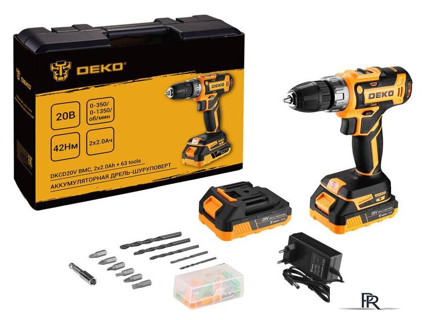Дрель-шуруповерт Deko DKCD20V 080-1002 (с 2-мя АКБ, кейс, оснастка) - Изображение №1 — Интернет-магазин ПроЗаказ