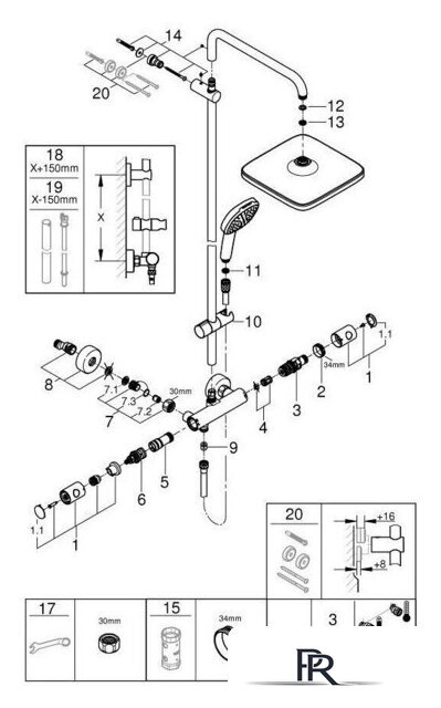 Душевая система  Grohe Tempesta System 250 Cube 26689001 - Изображение №5 — Интернет-магазин ПроЗаказ