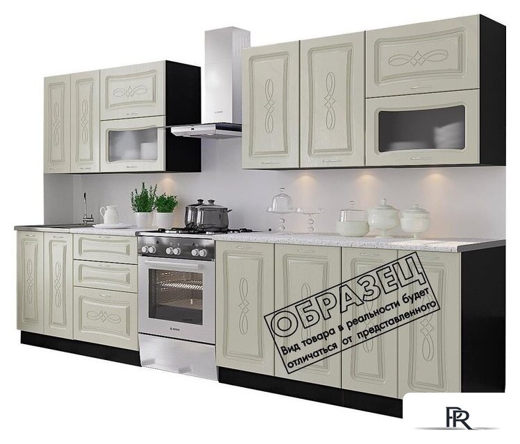Готовая кухня Артём-Мебель Адель со стеклом МДФ 1.8м (жемчуг матовый текстурный) - Изображение №1 — Интернет-магазин ПроЗаказ
