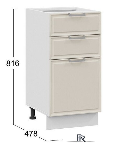 Шкаф напольный Трия Белладжио 1Н4Я3 (белый/софт панакота) - Изображение №3 — Интернет-магазин ПроЗаказ