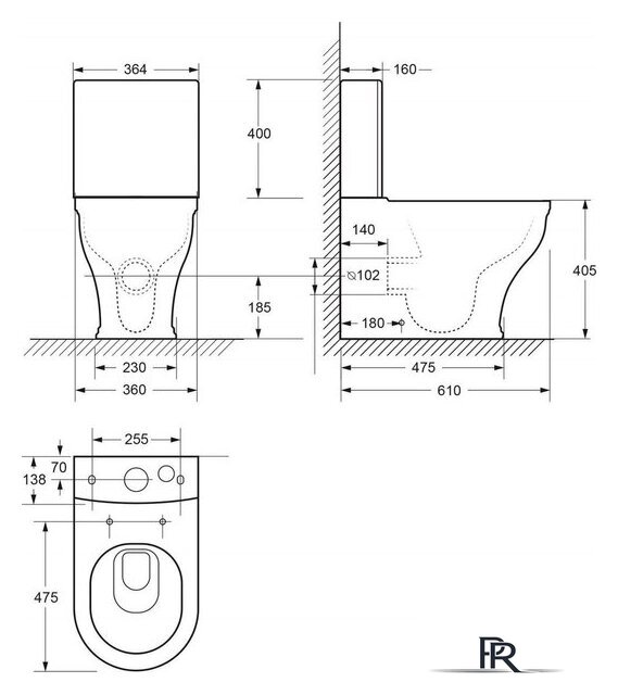 Унитаз напольный Cezares Giubileo CZR-165-CPR (без бачка, без сиденья) - Изображение №2 — Интернет-магазин ПроЗаказ