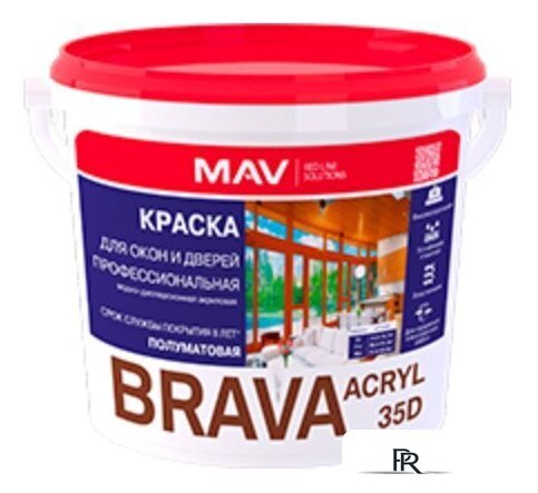Краска Brava Acryl 35D ВД-АК-1035Д 5 л (белый полуматовый) - Изображение №1 — Интернет-магазин ПроЗаказ