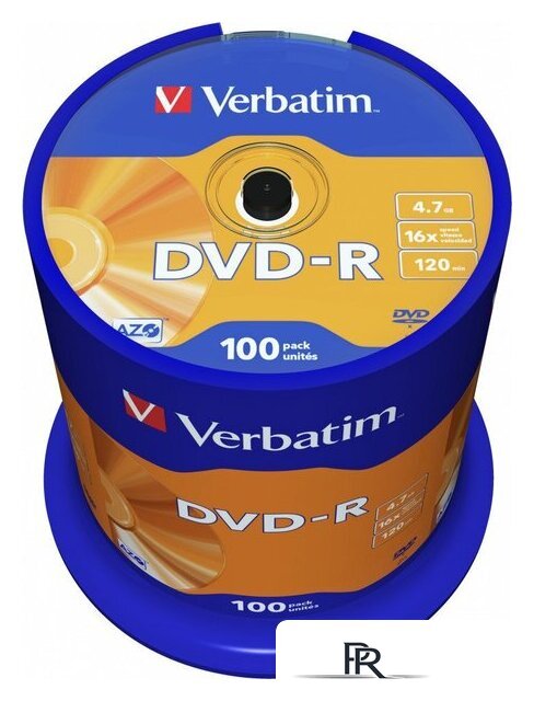 DVD-R диск Verbatim 4.7Gb 16x 43549 (100 шт.) - Изображение №1 — Интернет-магазин ПроЗаказ