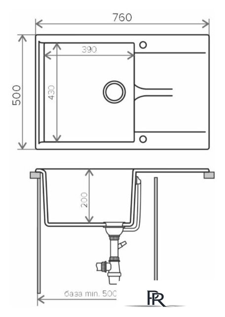 Кухонная мойка Polygran Gals 760 (опал 328) - Изображение №2 — Интернет-магазин ПроЗаказ