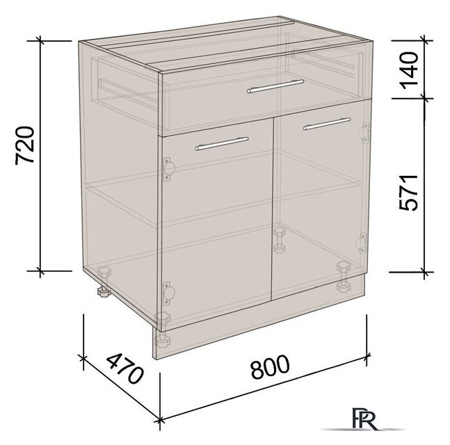 Шкаф напольный Артём-Мебель 800мм СН-114.07-Ш (ДСП бетон спаркс) - Изображение №4 — Интернет-магазин ПроЗаказ