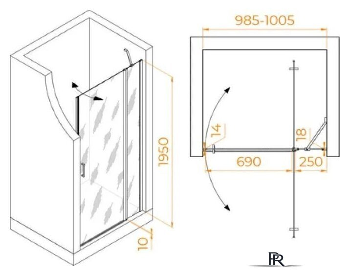 Душевая дверь RGW LE-004B 351200410-24 (черный/матовое стекло) - Изображение №2 — Интернет-магазин ПроЗаказ