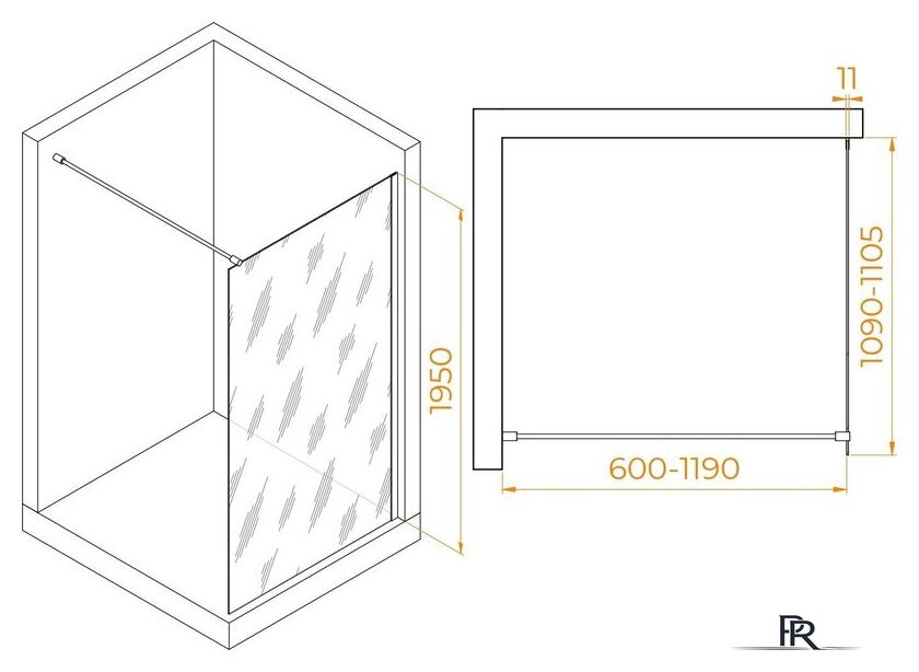 Душевая стенка RGW WA-002W 35100211-15 110 (белый/прозрачное стекло) - Изображение №2 — Интернет-магазин ПроЗаказ