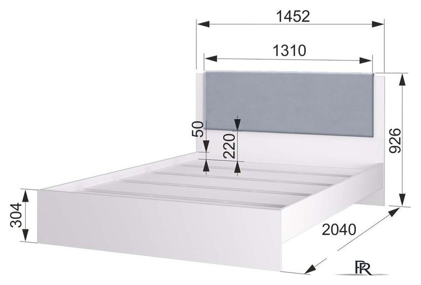 Кровать Аквилон Акцент №14М (белое сияние/веллюкс 49) - Изображение №5 — Интернет-магазин ПроЗаказ