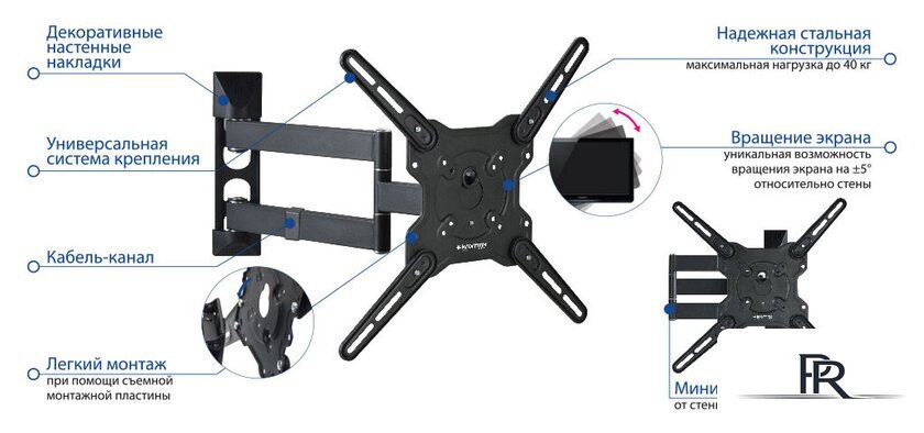Кронштейн для телевизора Kromax OPTIMA-406 (серый) - Изображение №3 — Интернет-магазин ПроЗаказ