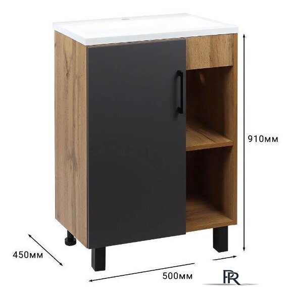  Doratiz Тумба под умывальник Лофт 50 9912.017 (графит/ватан) - Изображение №10 — Интернет-магазин ПроЗаказ