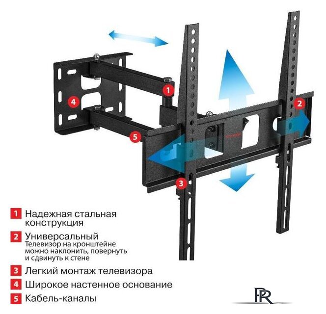 Кронштейн для телевизора Arm Media PT-15 NEW (черный) - Изображение №2 — Интернет-магазин ПроЗаказ