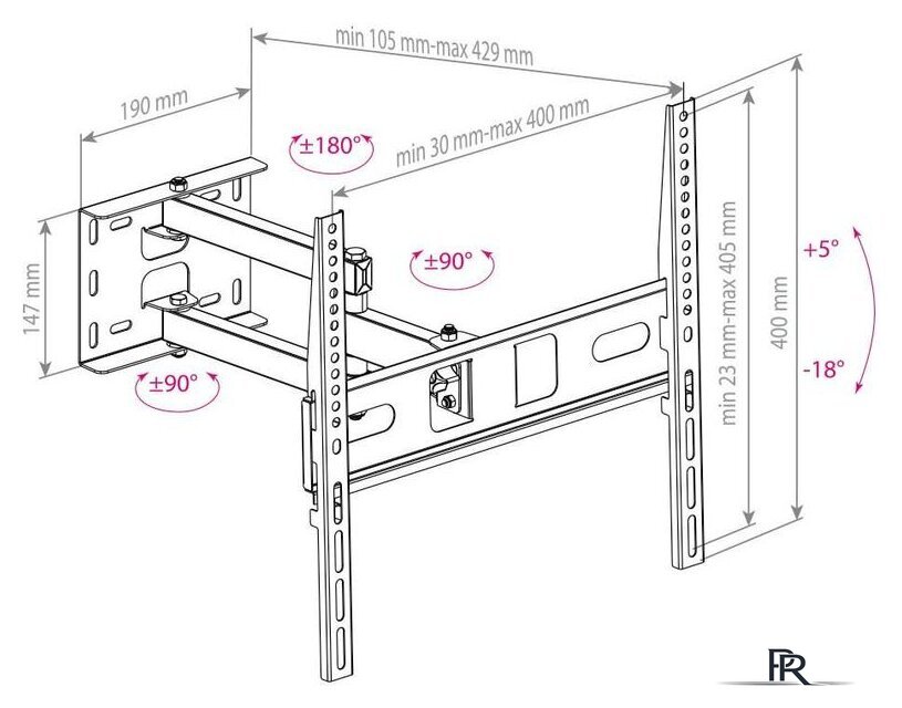 Кронштейн для телевизора Arm Media PT-15 NEW (черный) - Изображение №4 — Интернет-магазин ПроЗаказ
