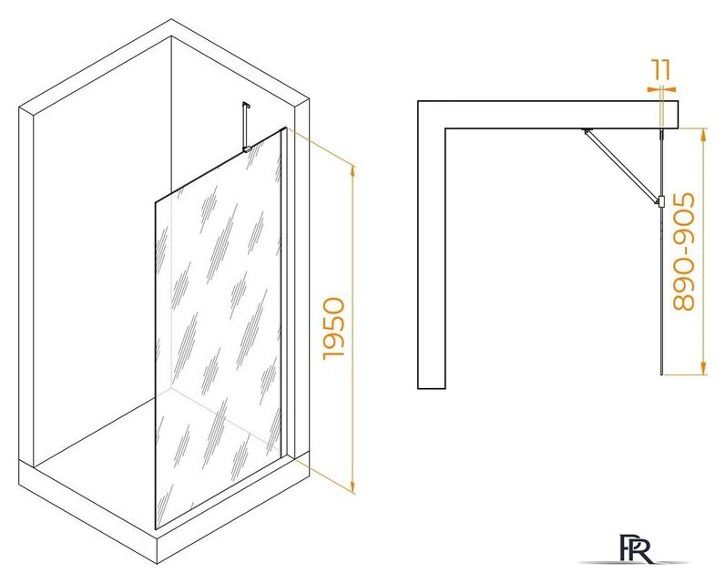 Душевая стенка RGW WA-102 351010209-11 90 (хром/прозрачное стекло) - Изображение №2 — Интернет-магазин ПроЗаказ
