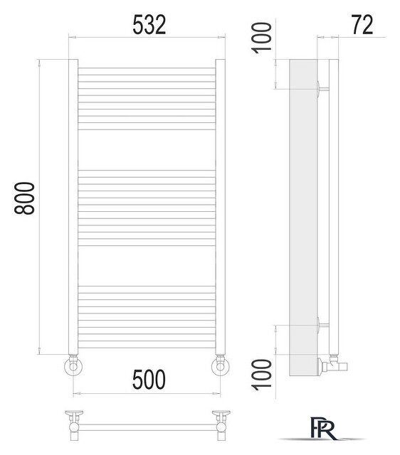 Полотенцесушитель TERMINUS Аврора П16 500х800 нп (RAL 9005) - Изображение №2 — Интернет-магазин ПроЗаказ