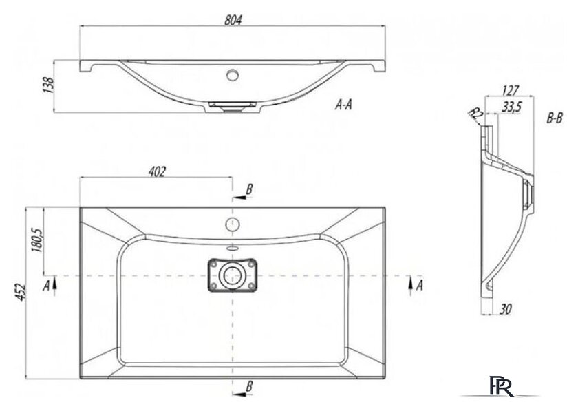 Умывальник Акватон Брук 80 1A71453KBC010 - Изображение №2 — Интернет-магазин ПроЗаказ