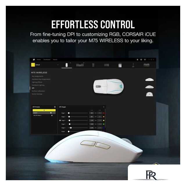 Игровая мышь Corsair M75 Wireless RGB White - Изображение №8 — Интернет-магазин ПроЗаказ