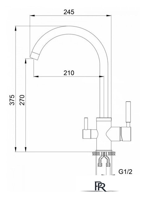 Смеситель Krona Brunnen H270 1 КА-00006917 (черный) - Изображение №3 — Интернет-магазин ПроЗаказ