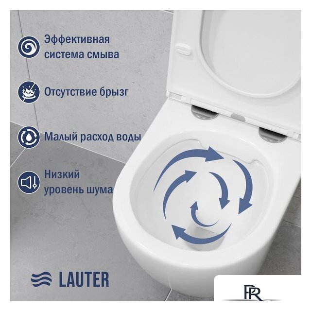 Унитаз подвесной Lauter Vortex 2110830VP + Breez 21GN7072BM - Изображение №6 — Интернет-магазин ПроЗаказ