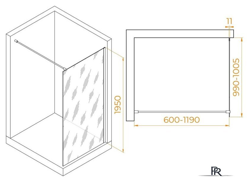 Душевая стенка RGW WA-002W 35100210-15 100 (белый/прозрачное стекло) - Изображение №2 — Интернет-магазин ПроЗаказ
