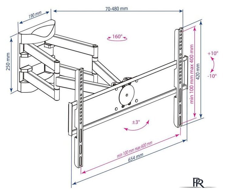 Кронштейн для телевизора Kromax ATLANTIS-55 - Изображение №2 — Интернет-магазин ПроЗаказ