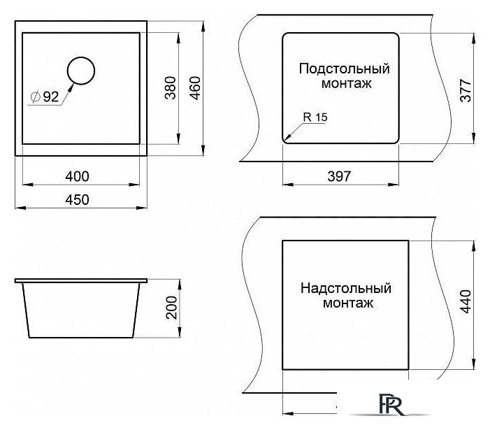 Кухонная мойка Granula GR-4451 (пирит) - Изображение №3 — Интернет-магазин ПроЗаказ