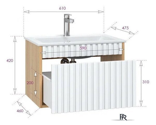  Onika Тумба под умывальник Дайлер 60 106150 (белый/дуб сонома) - Изображение №7 — Интернет-магазин ПроЗаказ