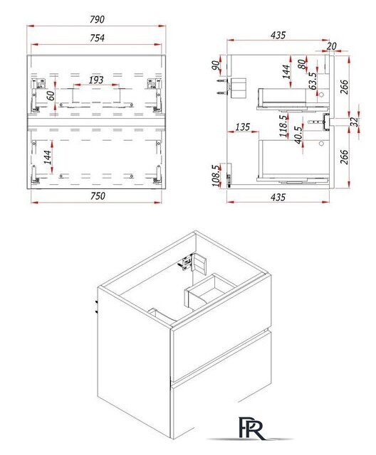  ЗОВ Тумба под умывальник Лира 80 L80MWFMLGVG (графиль глянец) - Изображение №4 — Интернет-магазин ПроЗаказ