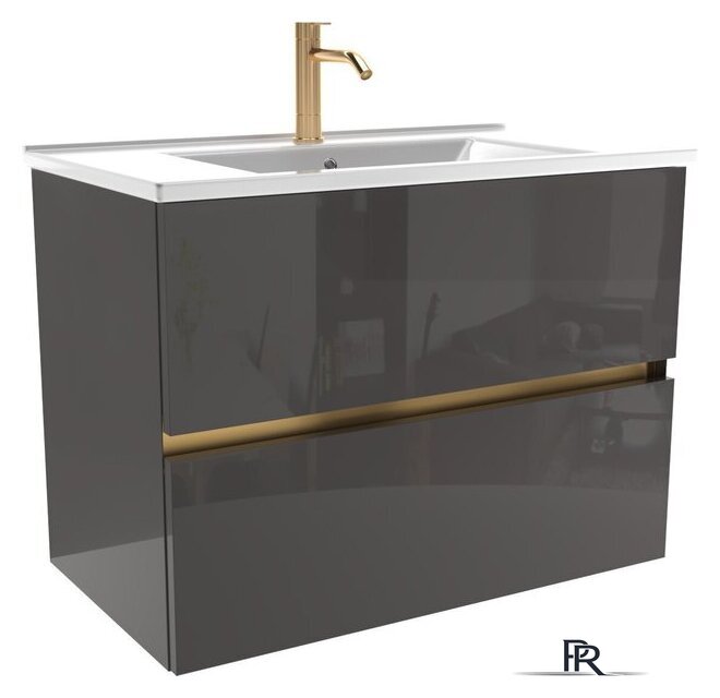  ЗОВ Тумба под умывальник Лира 80 L80MWFMLGVG (графиль глянец) - Изображение №1 — Интернет-магазин ПроЗаказ