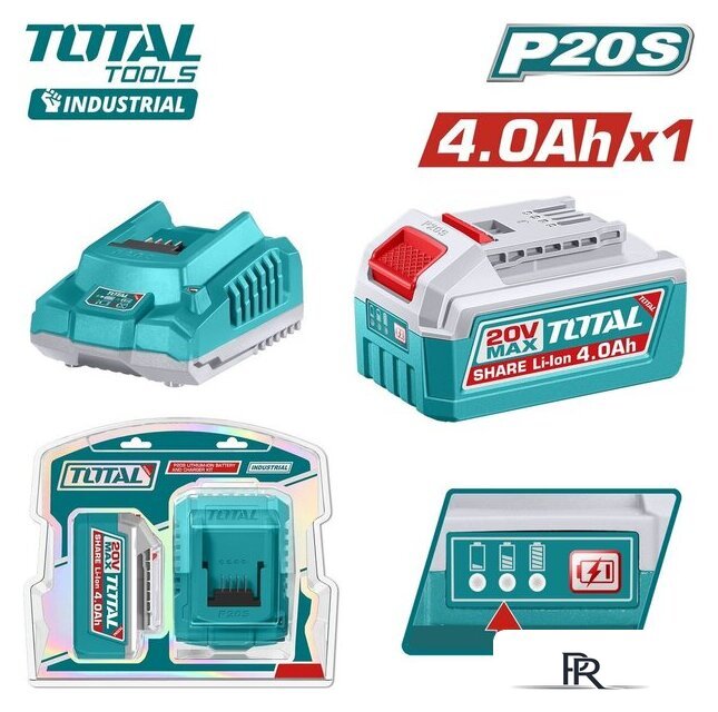 Аккумулятор с зарядным устройством Total TFBCPK1012 (20В/4 Ah + 20В) - Изображение №1 — Интернет-магазин ПроЗаказ