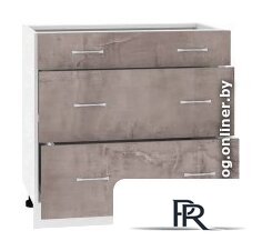 Шкаф напольный Кортекс-мебель Корнелия Лира НШ80р3ш без столешницы (оникс) - Изображение №2 — Интернет-магазин ПроЗаказ