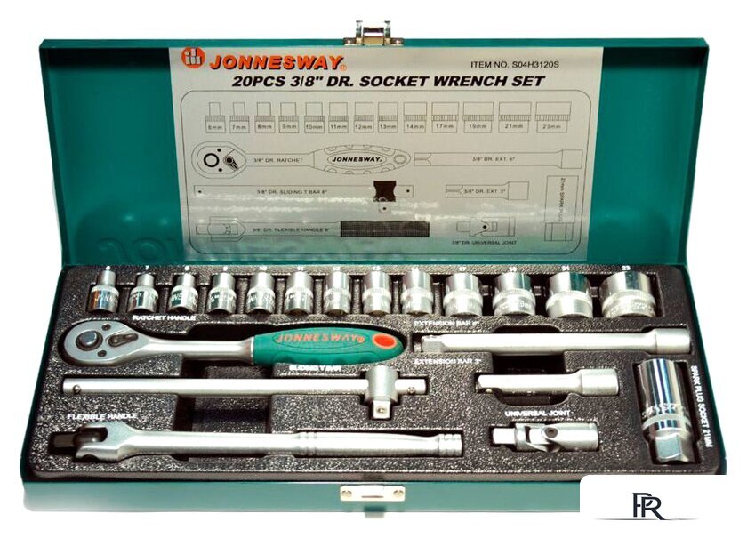 Набор трещотка с головками Jonnesway S04H3120S 20 предметов - Изображение №1 — Интернет-магазин ПроЗаказ