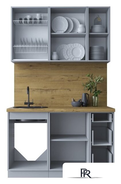 Готовая кухня Интерлиния Мила Шато 1.3А (белый/мята/бискайская сосна) - Изображение №4 — Интернет-магазин ПроЗаказ