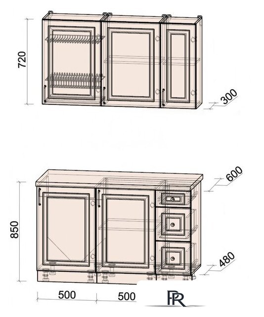 Готовая кухня Интерлиния Мила Шато 1.3А (белый/мята/бискайская сосна) - Изображение №6 — Интернет-магазин ПроЗаказ