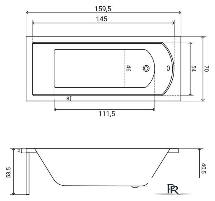 Ванна Lauter Amelia 160 21204060 (с ножками, серым подголовником и белым лицевым экраном) - Изображение №26 — Интернет-магазин ПроЗаказ